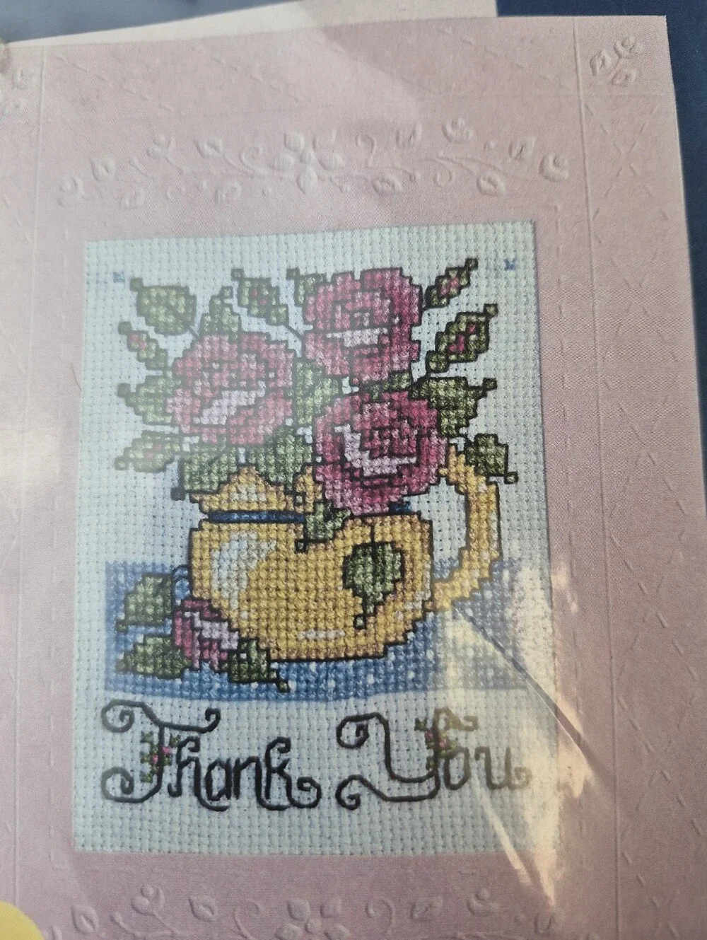 Design Works Crafts #818 Cross Stitch Greetings Thank You Floral Card Kit New